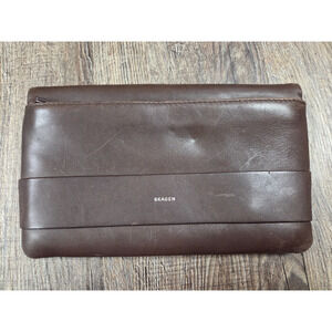 Skagen Anne Marie Denmark Leather Flap Clutch Built In Wallet- Brown Nordstrom